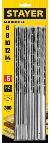 Сверла по дереву Stayer "Maxdrill" " 5 шт., 6-8-10-12-14  300 мм  картинка